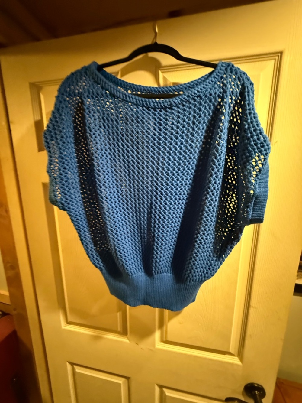 White House Black Market Open-Knit Scoop Neck Sweater in Blue